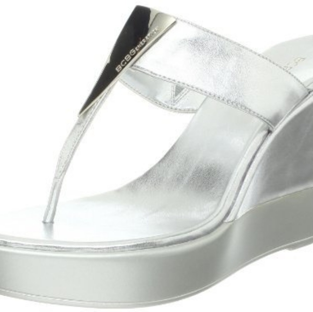 BCBGeneration Silver Wedged Thong Sandals